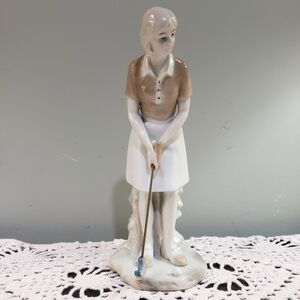 Vintage Lenwile China Arnart Japan 7386 Porcelain Golfer Lady Figurines